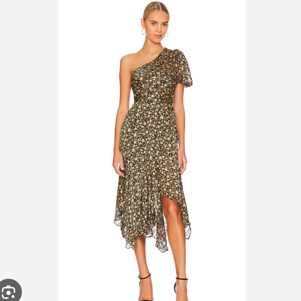 ASTR The Label Santorini Floral Asymmetrical One-Shoulder Dress Anthropologie